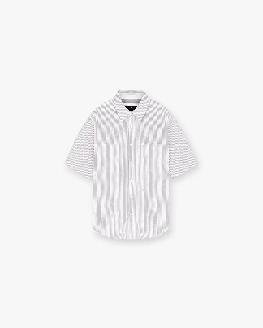 Short Sleeve Pinstripe Shirt - Grey