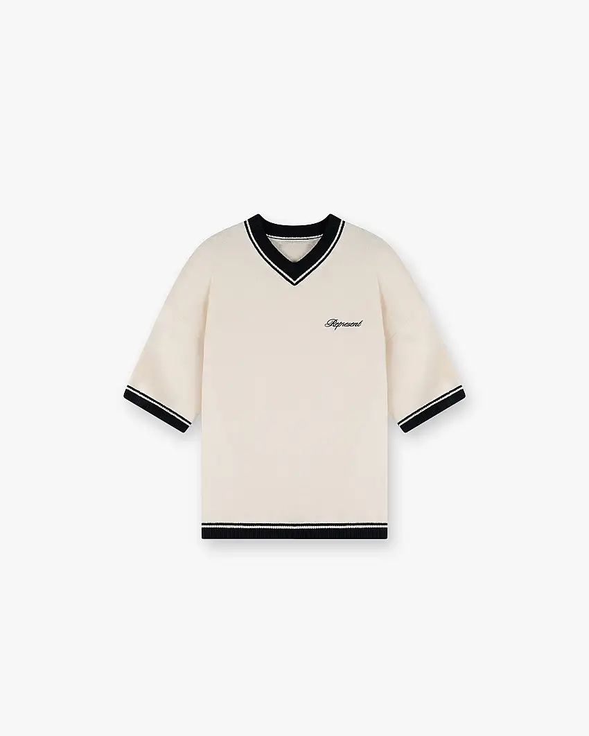 Script Embroidered Knit - Off White
