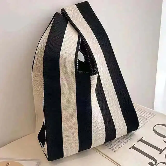 Zara - Chic striped canvas tote bag