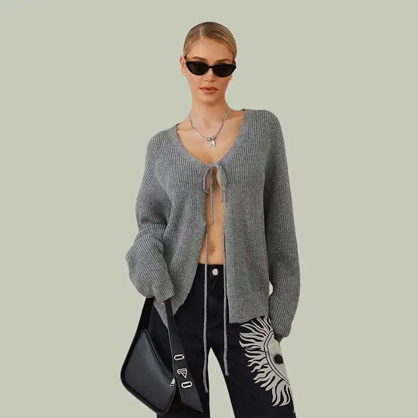 Alyssa - Cardigan with drawstring at the front