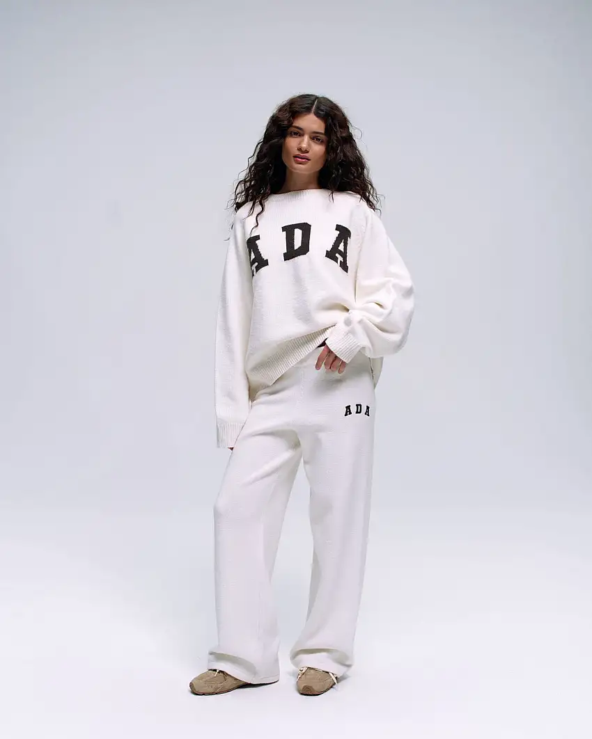 ADA Knit Straight Leg Sweatpants - Cream/Coffee Bean