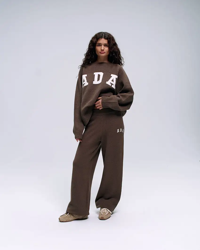 ADA Knit Straight Leg Sweatpants - Dark Cocoa Brown/Cream