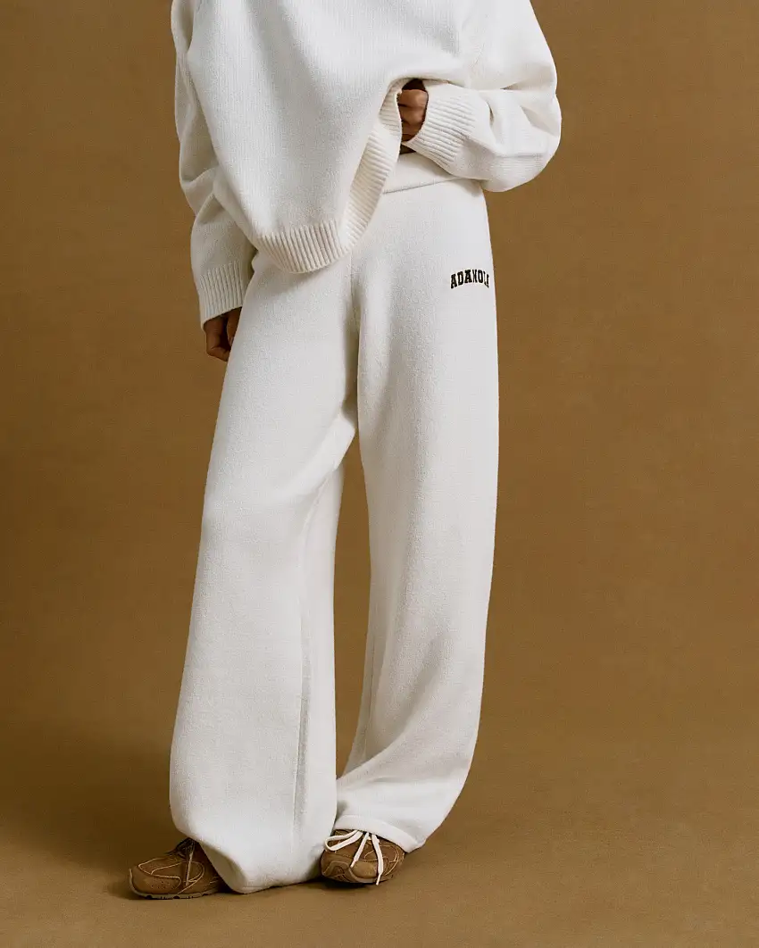 Varsity Knit Straight Leg Sweatpants - Cream/Coffee Bean