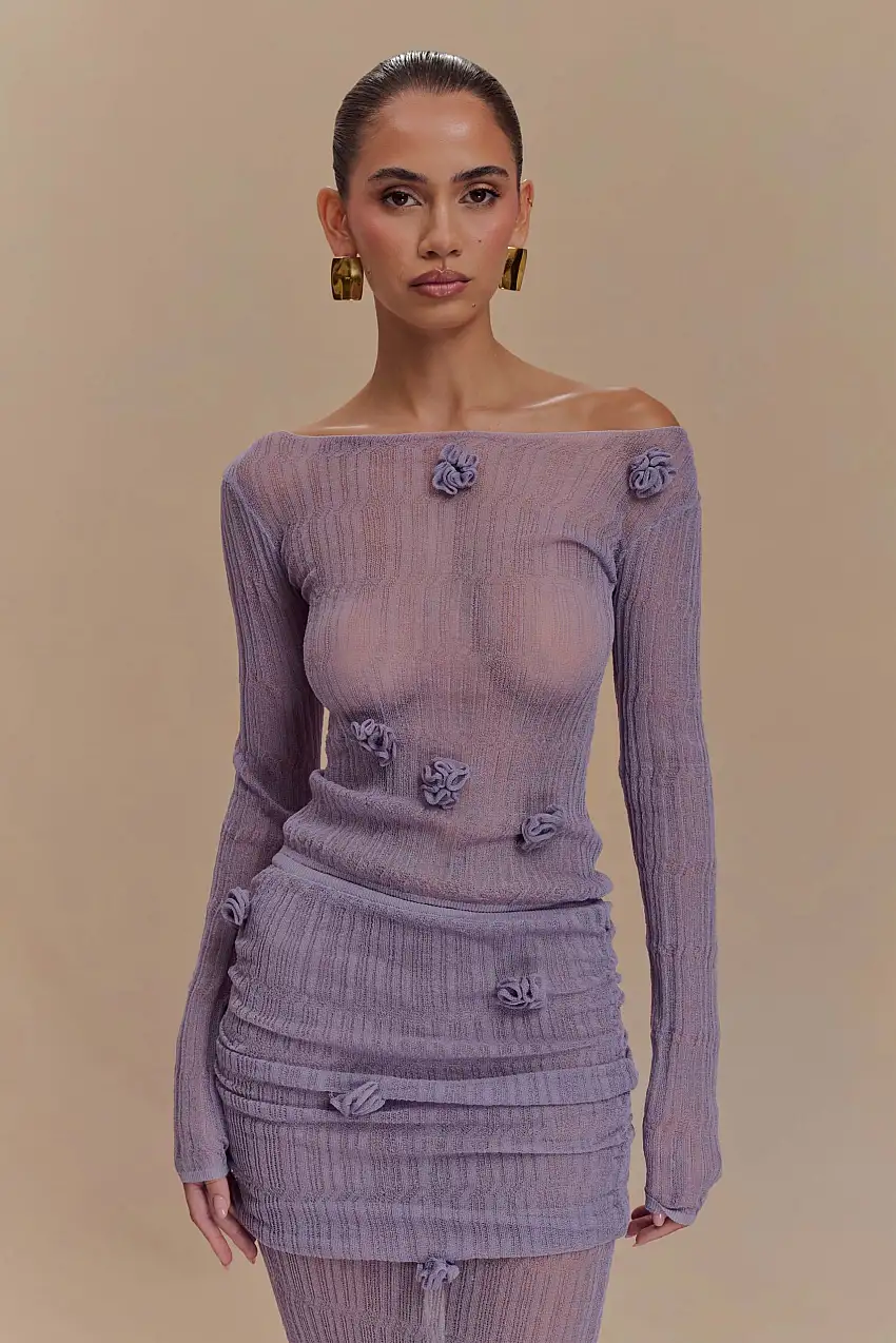 Orianna Orchid Long Sleeve Knit Top - Orchid