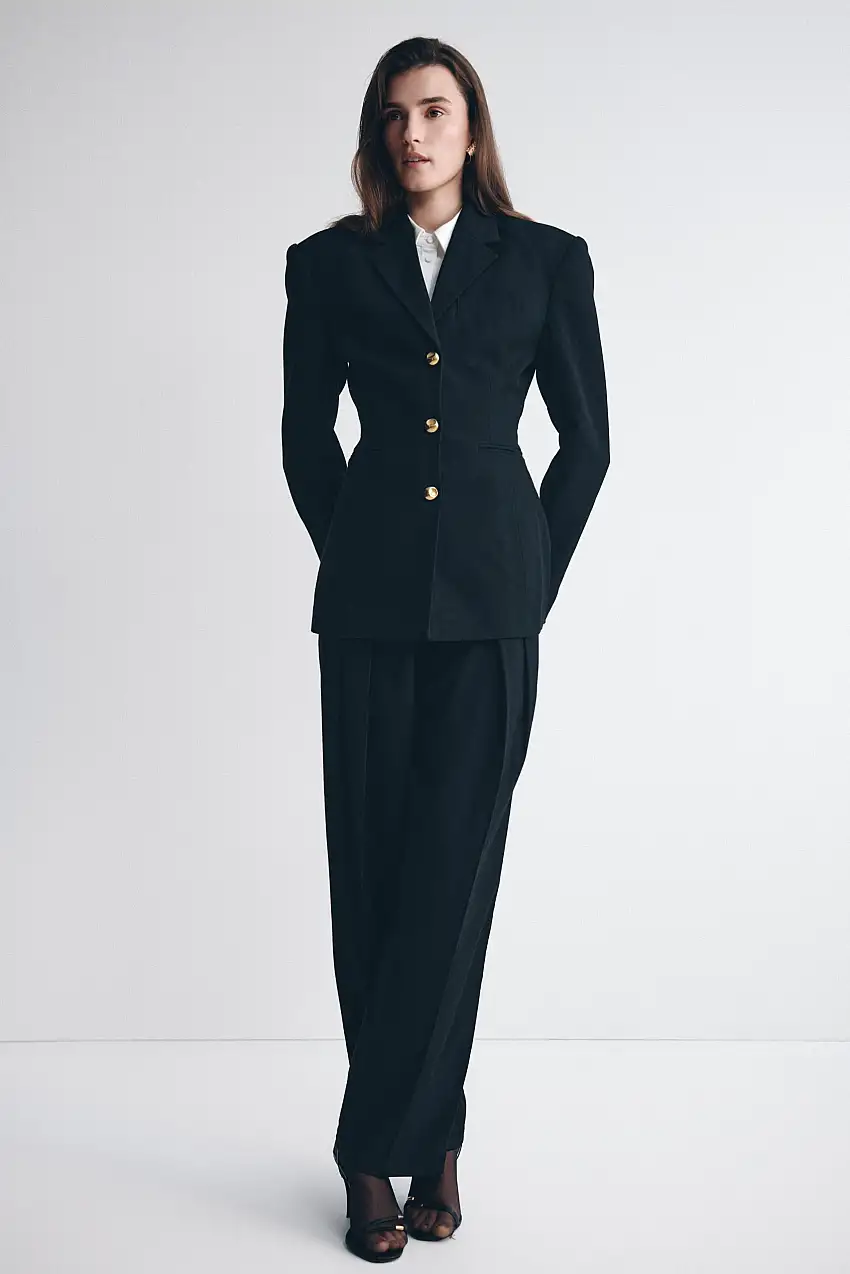 Penelope Pleated High Waisted Pants - Black