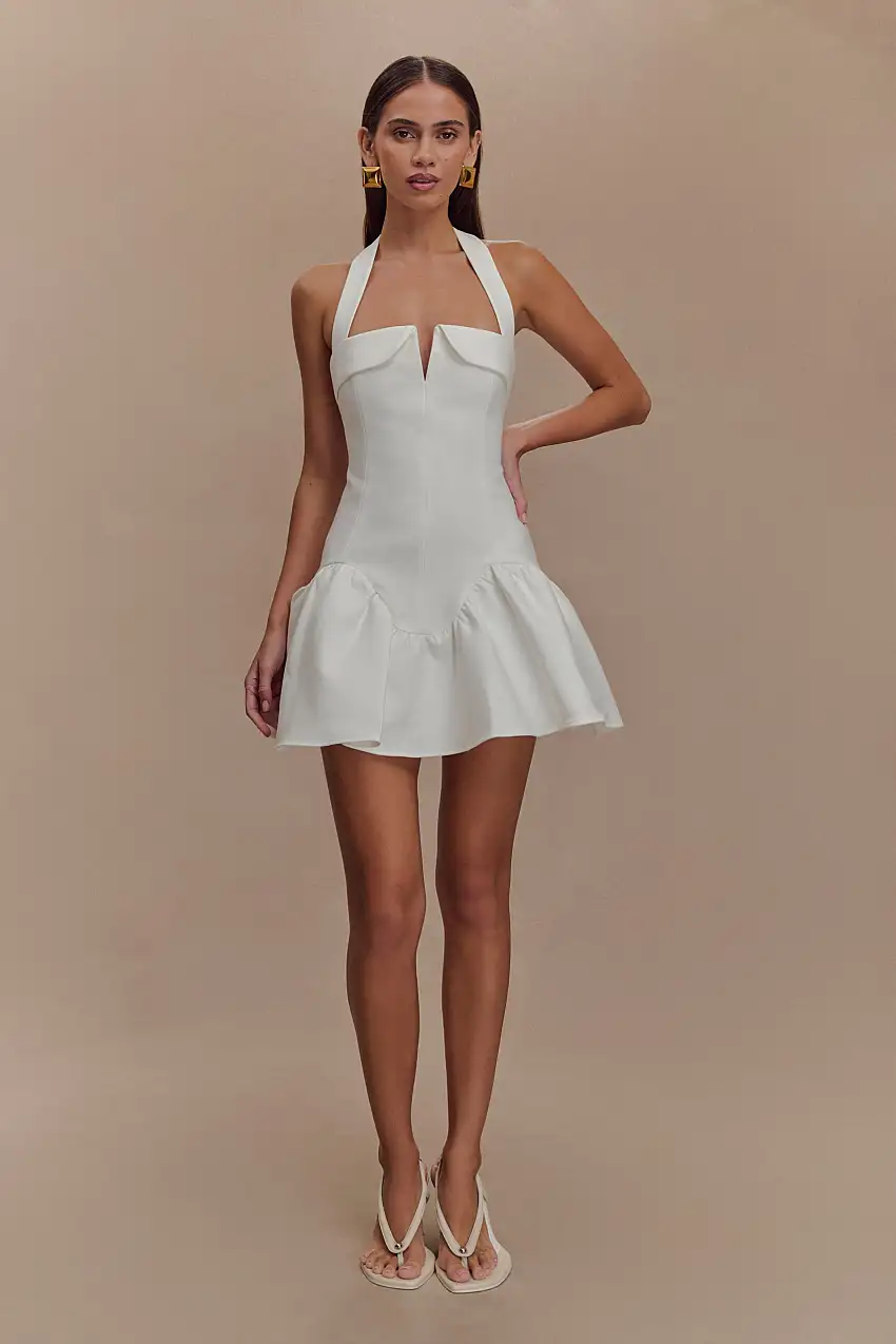 Calipso Halter Mini Dress - White