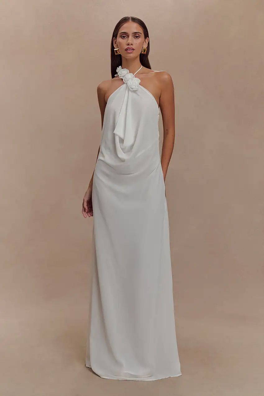 Rosalia Cowl Neck Maxi Dress - White