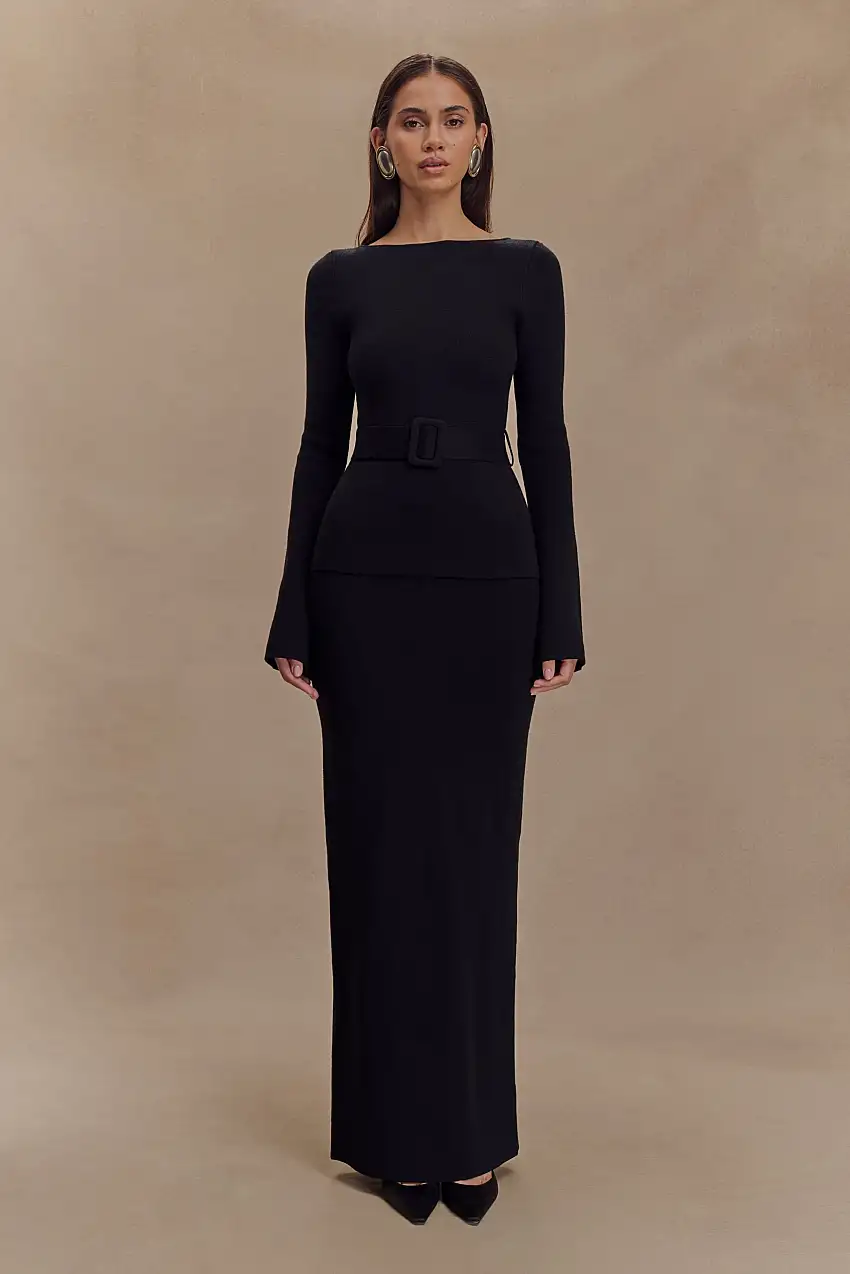 Kyle Knit Maxi Skirt - Black