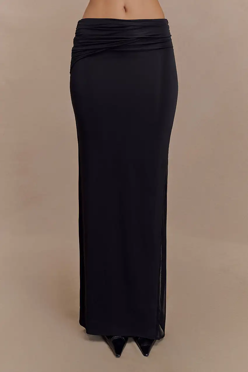 Judy Slinky And Mesh Maxi Skirt - Black