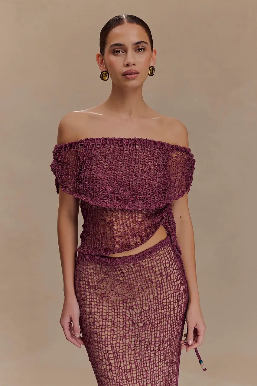 Cordelia Off Shoulder Knit Top - Mauve