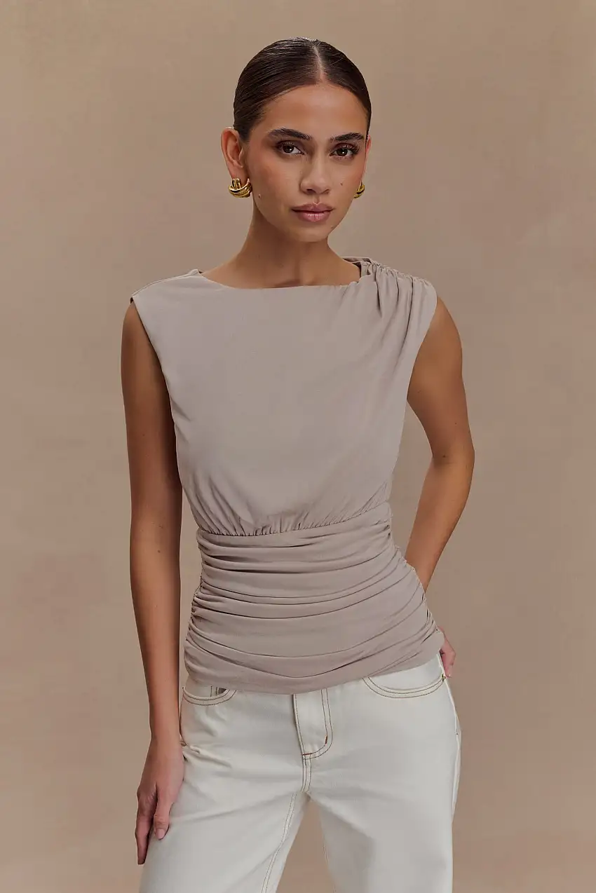 Anthony Short Sleeve Top - Taupe