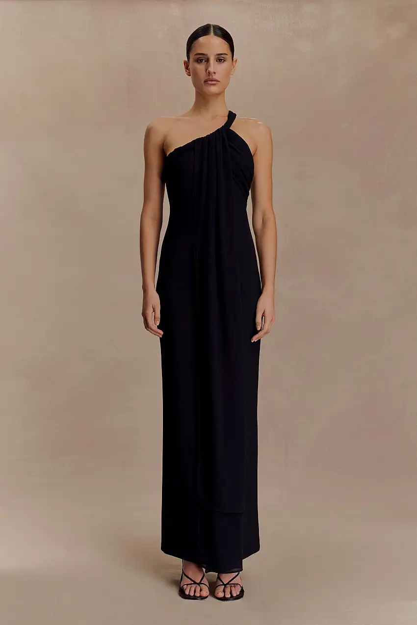 Philippa Knotted Crepe Maxi Dress - Black