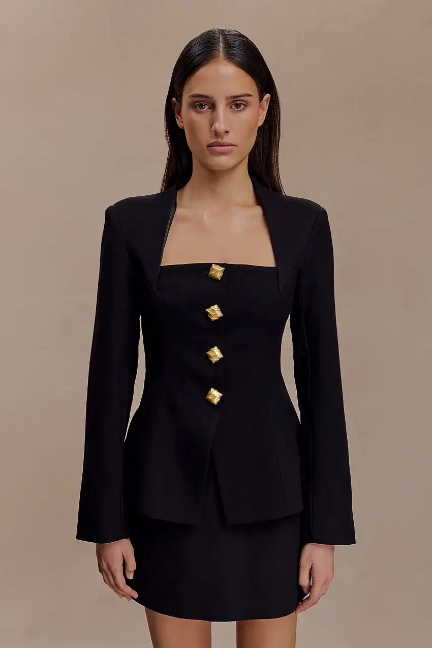 Christel Suiting Fitted Blazer - Black
