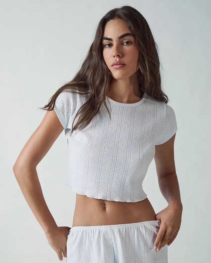 Pointelle Baby T-shirt - White