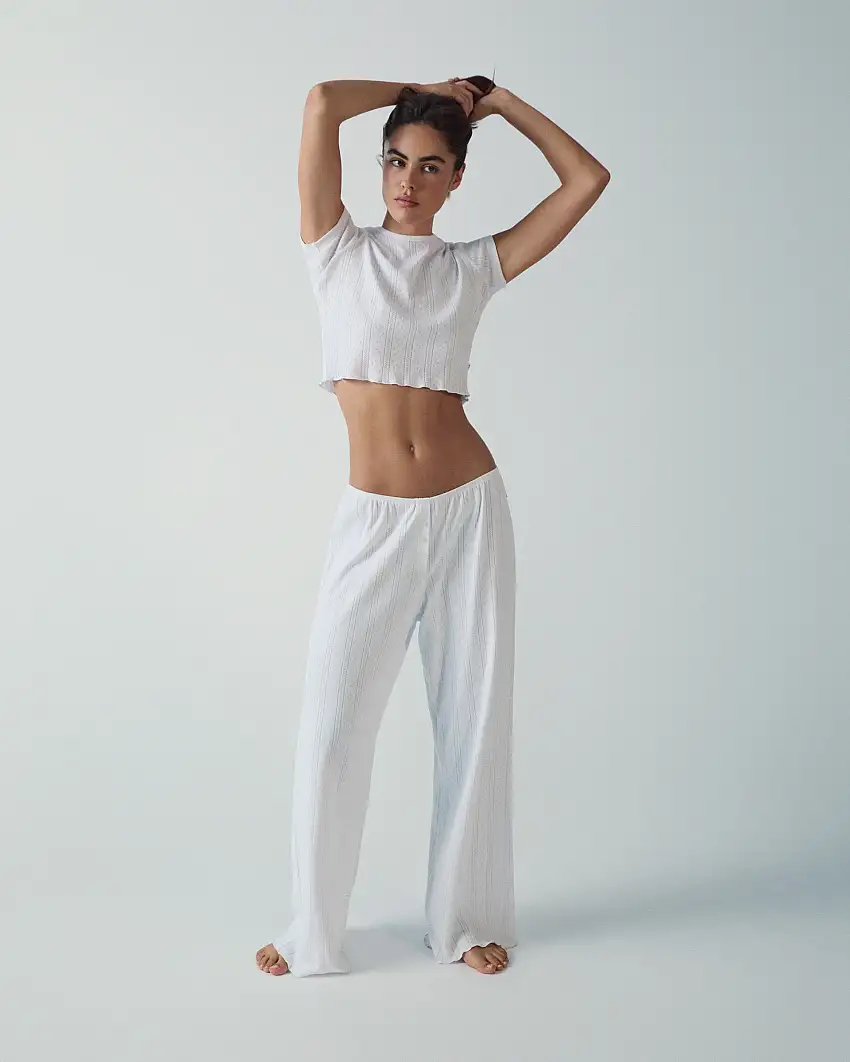 Pointelle Trouser - White