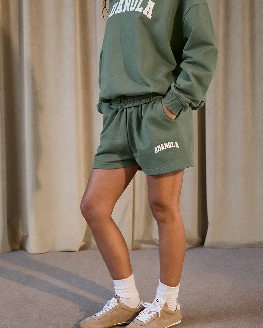Varsity Sweat Shorts - Eden Green/Marshmallow White
