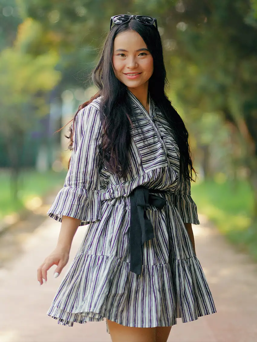 Black Printed Cotton Fit and Flare One Piece Dress