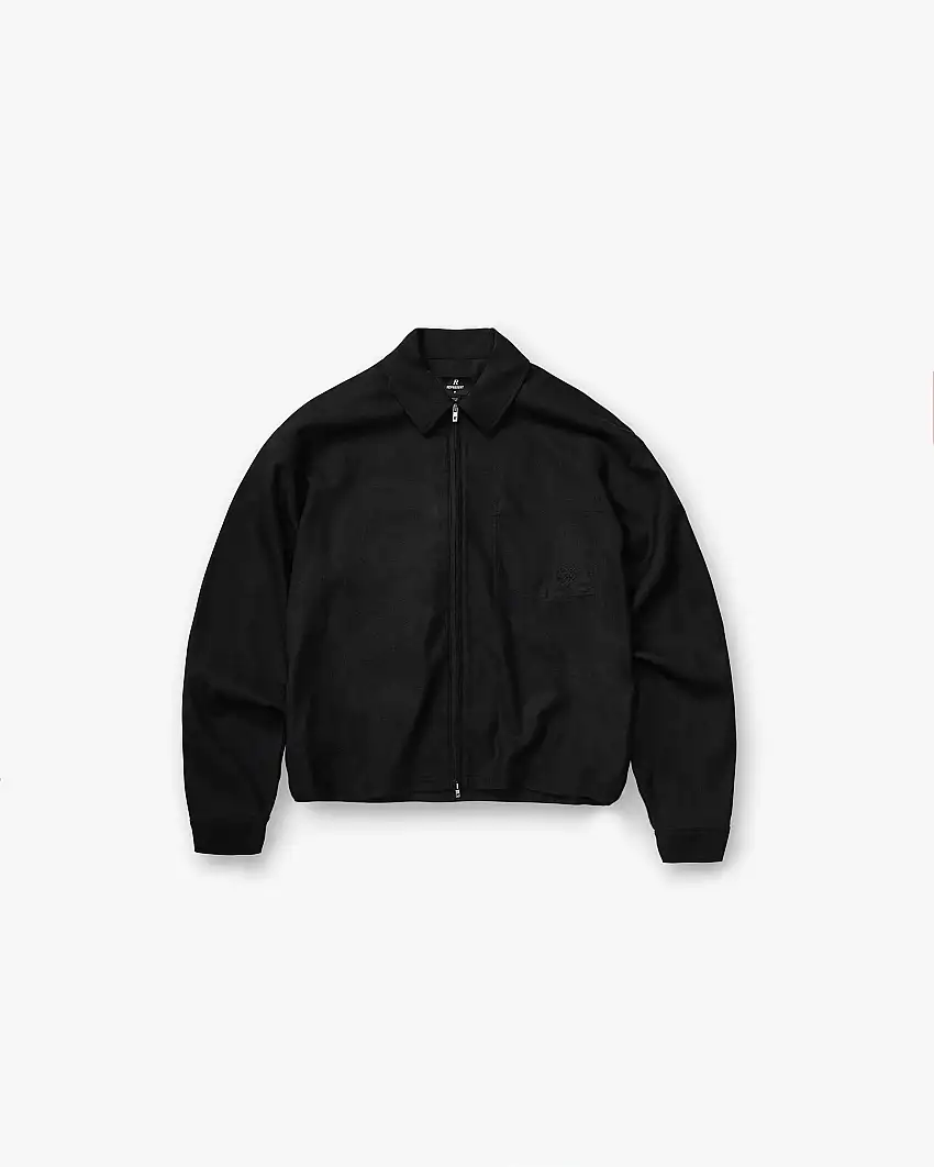 Zip Up Wool Overshirt - Jet Black