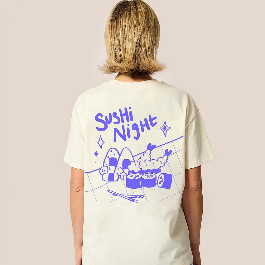 Sushi Night' Back Print Tshirt