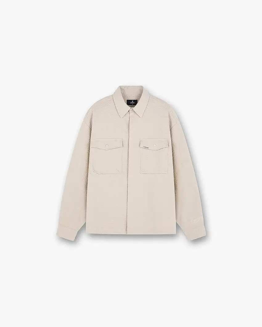 Textured Long Sleeve Shirt - Champagne