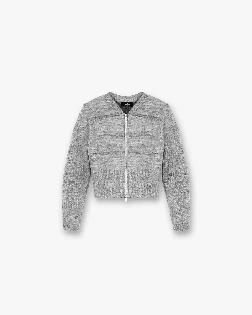 Aura Zip Cardigan - Grey Print