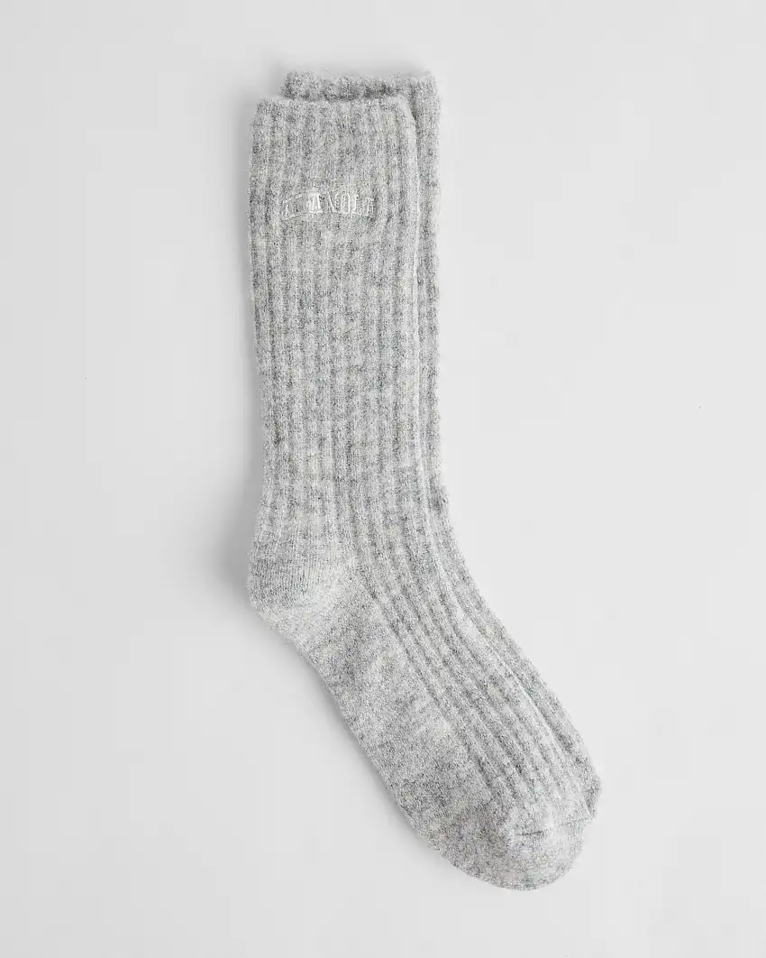 Ribbed Knit Socks - Light Grey Melange