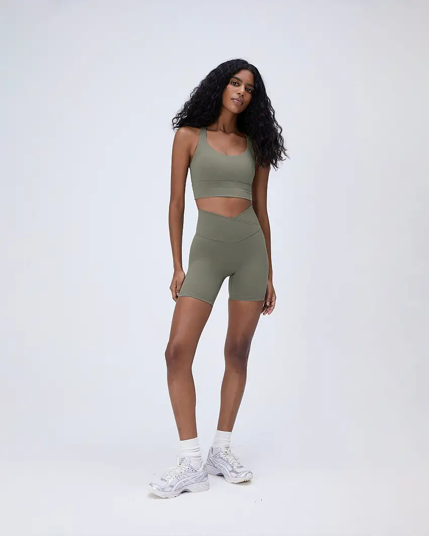 Ultimate Wrap Over Crop Shorts - Olive Green