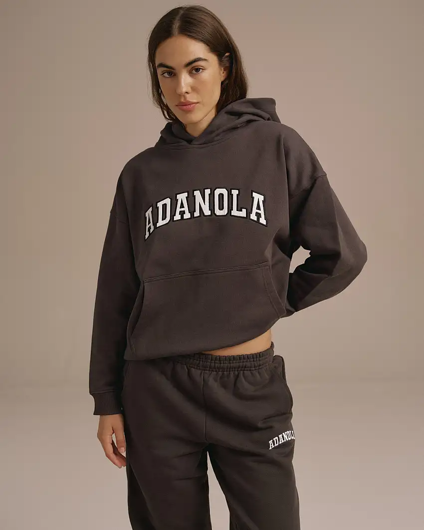 Varsity Oversized Hoodie - Coffee Bean