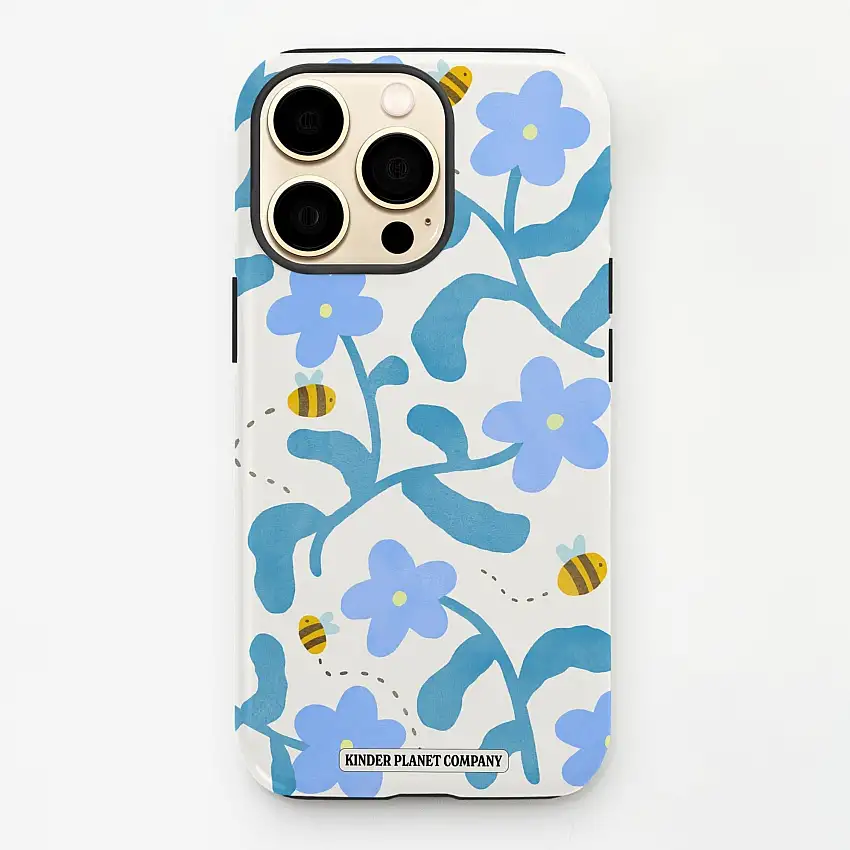 Abstract Blue Flowers Phone Case