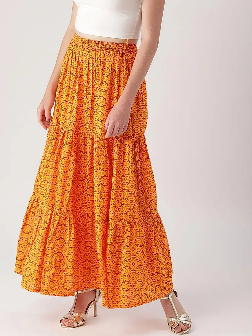Yellow Printed Cotton Skirt