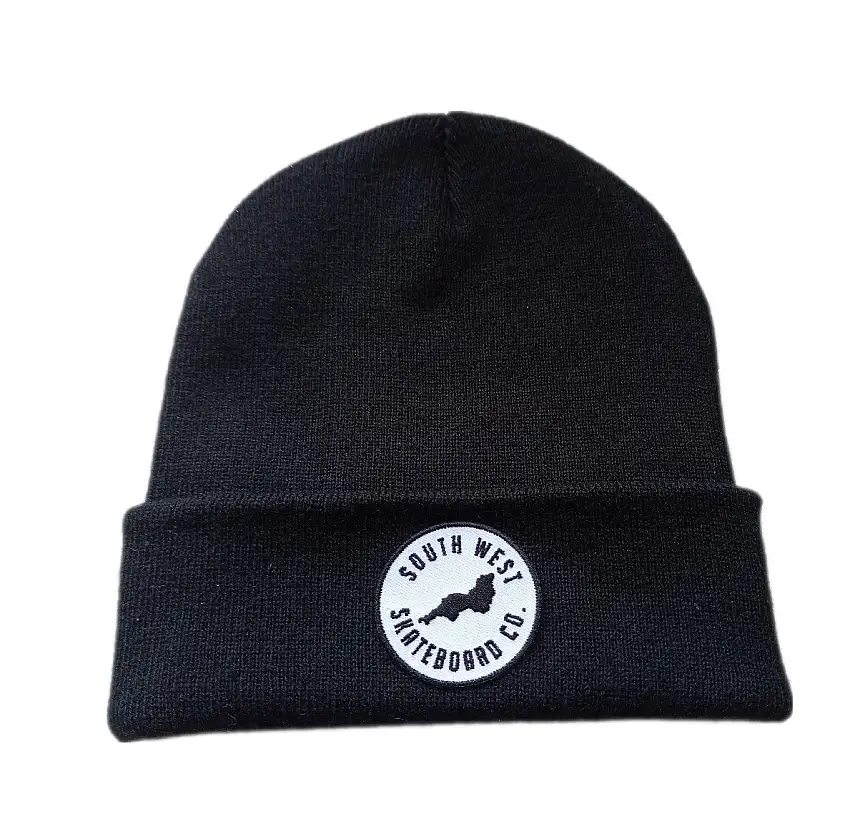 Black circle logo beanie