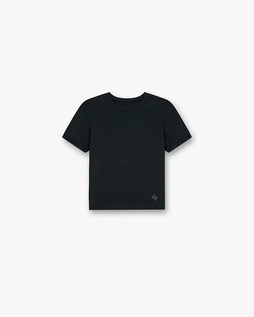 247 Ease Seamless Perforated T-Shirt - Black