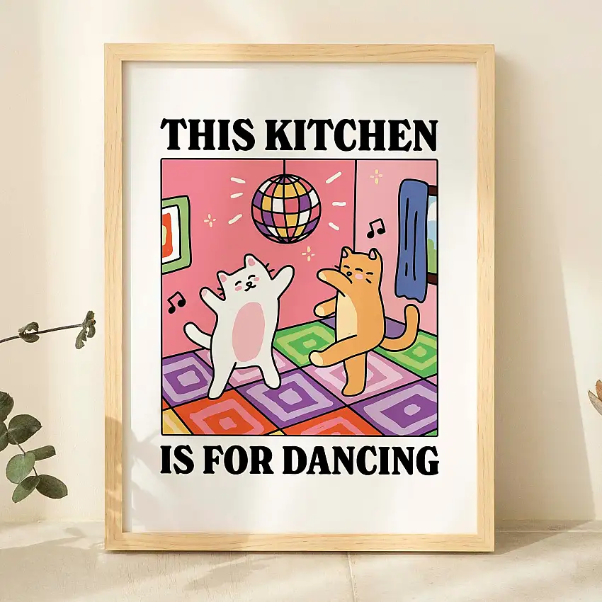 This Kitchen is for Dancing' Cat Print