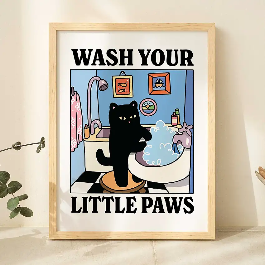 Wash your little Paws' Cat Print