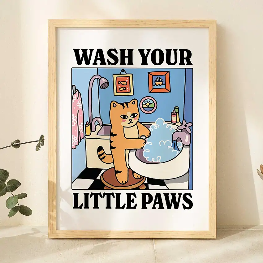 Wash your little Paws' Orange Cat Print