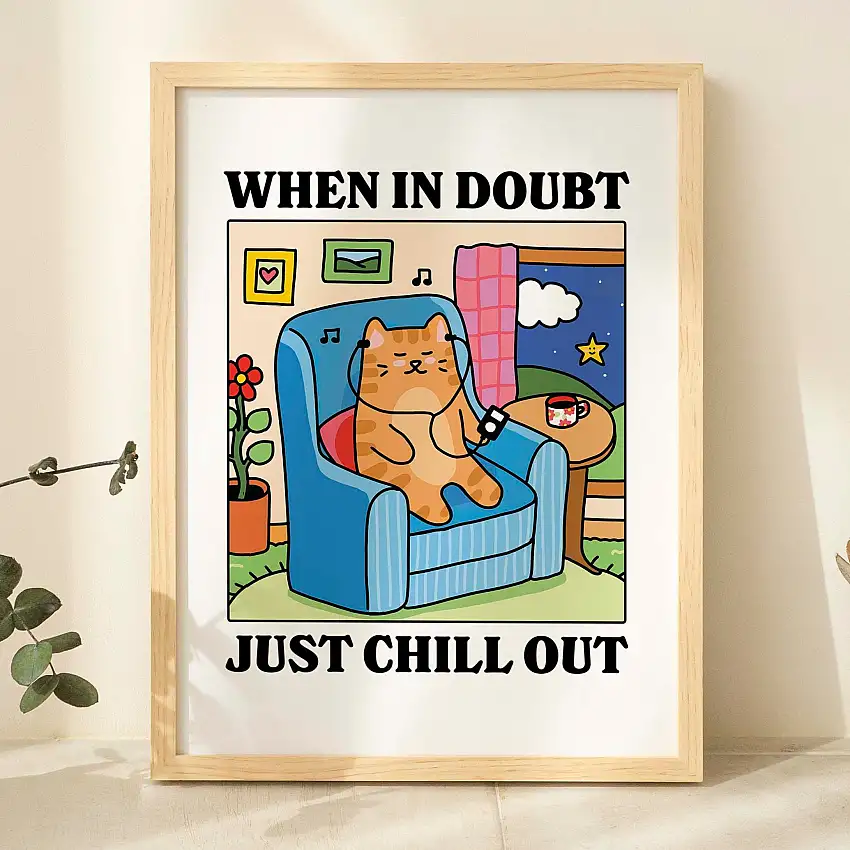 When in doubt just chill out' Cat Print