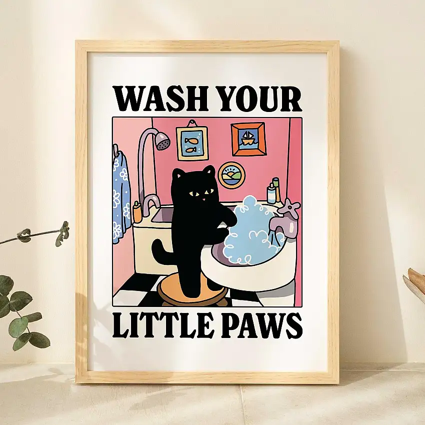 Wash your little Paws' Cat Print