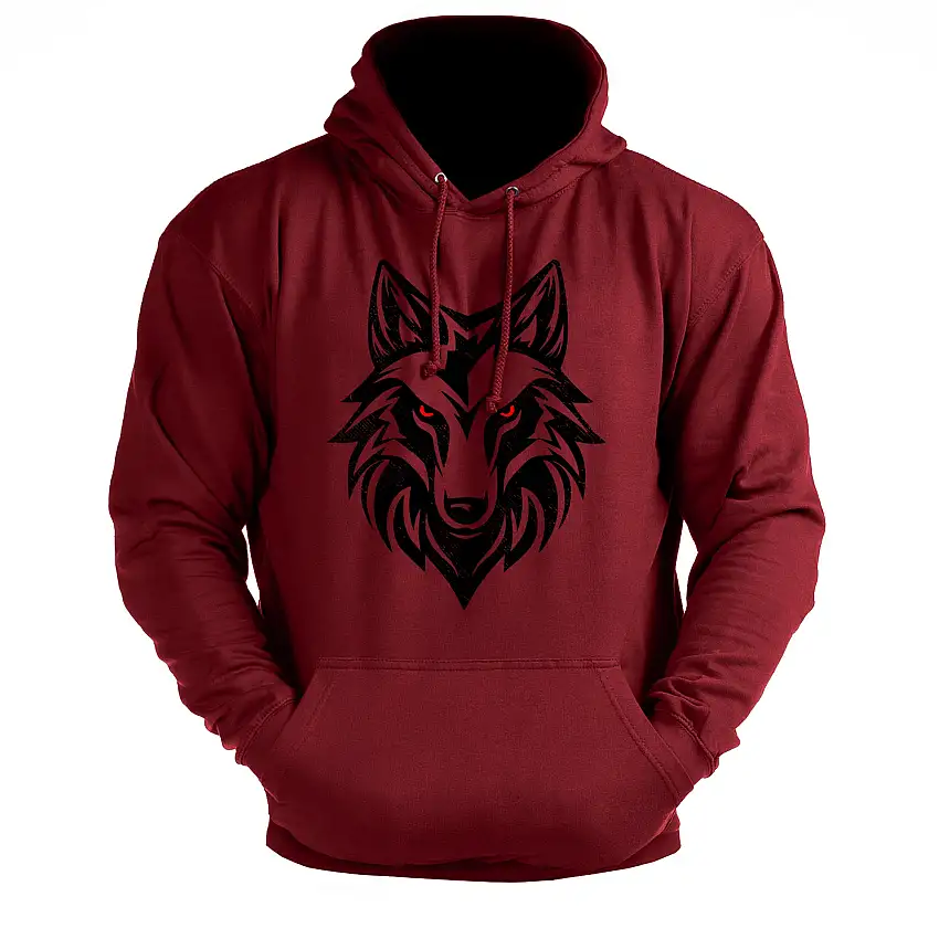 Untamed Wolf Red Eyes - Gym Hoodie