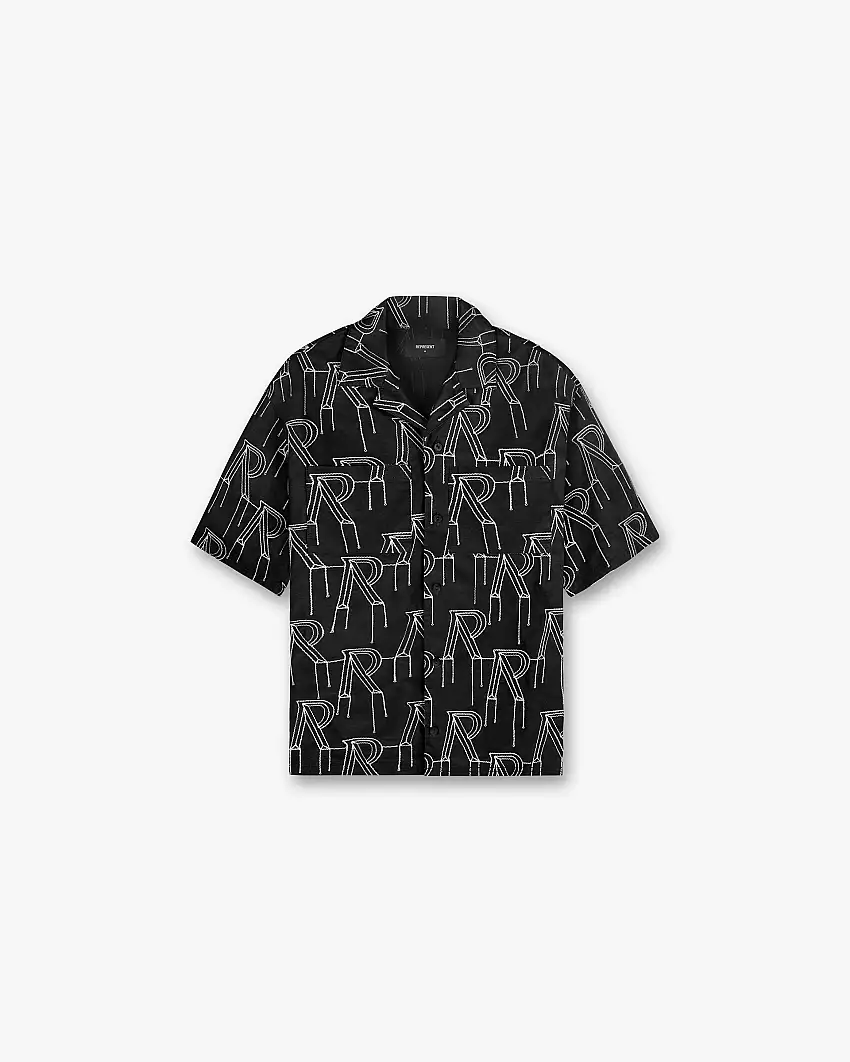 Embroidered Initial Overshirt - Black