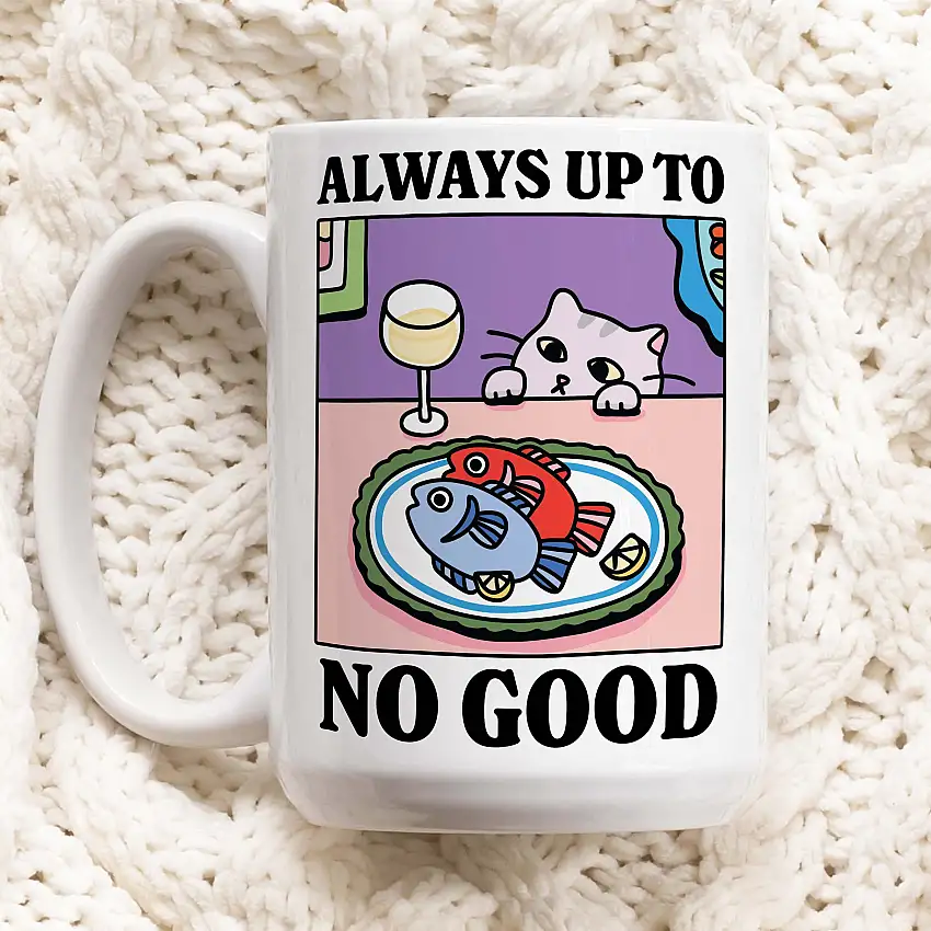 Always Up To No Good' Cat Mug