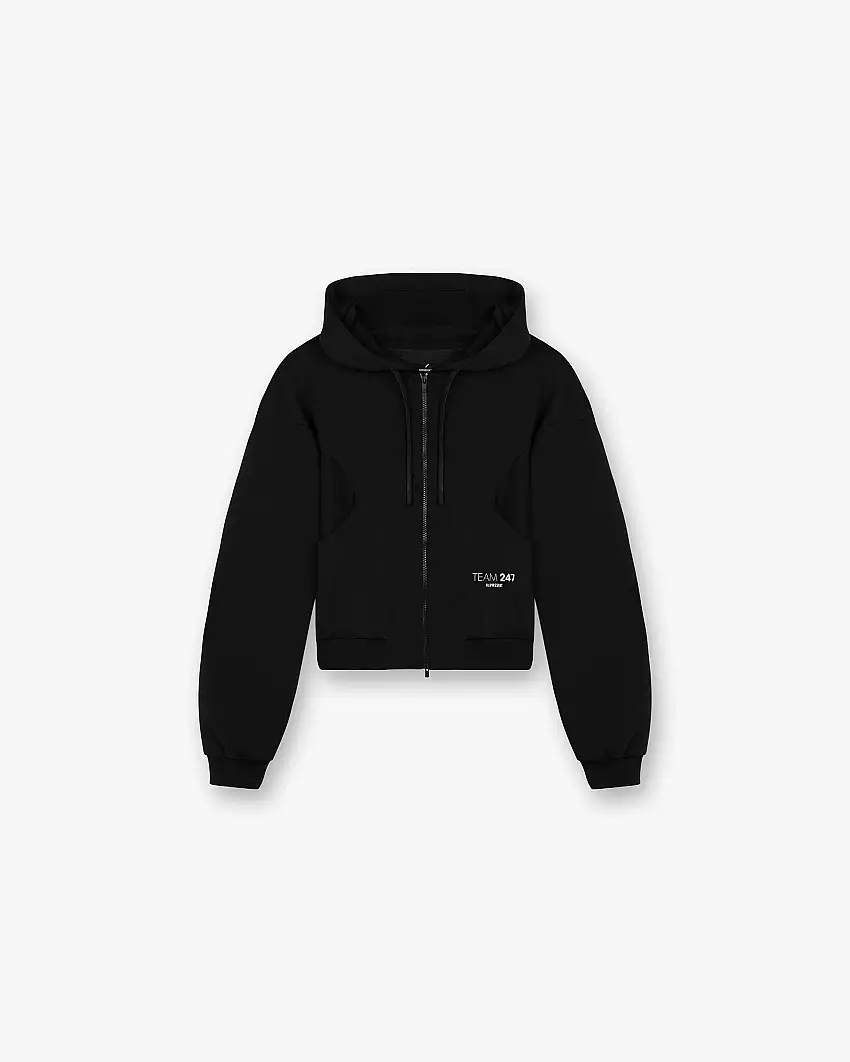 247 Training Hoodie Zip Front - Black