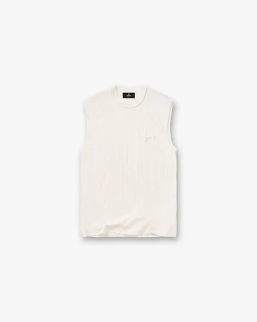 Slub Script Tank - Aged White