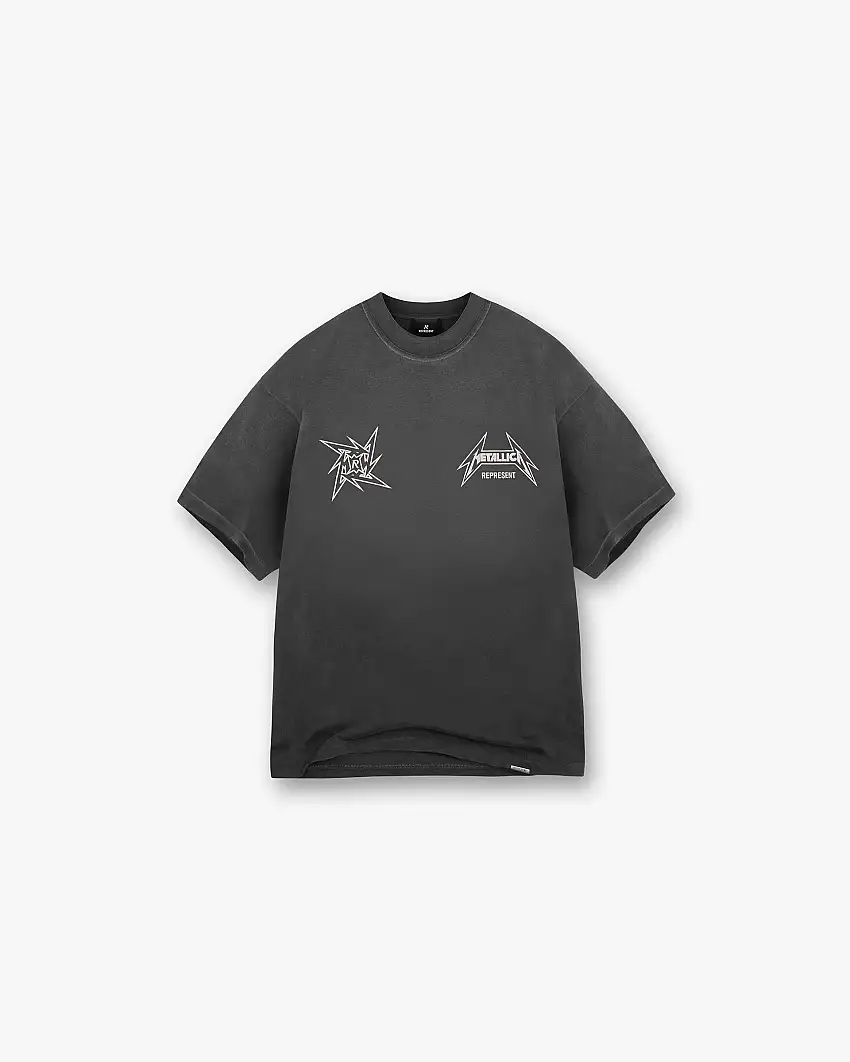 Represent X Metallica Local Crew T-Shirt - Stained Black