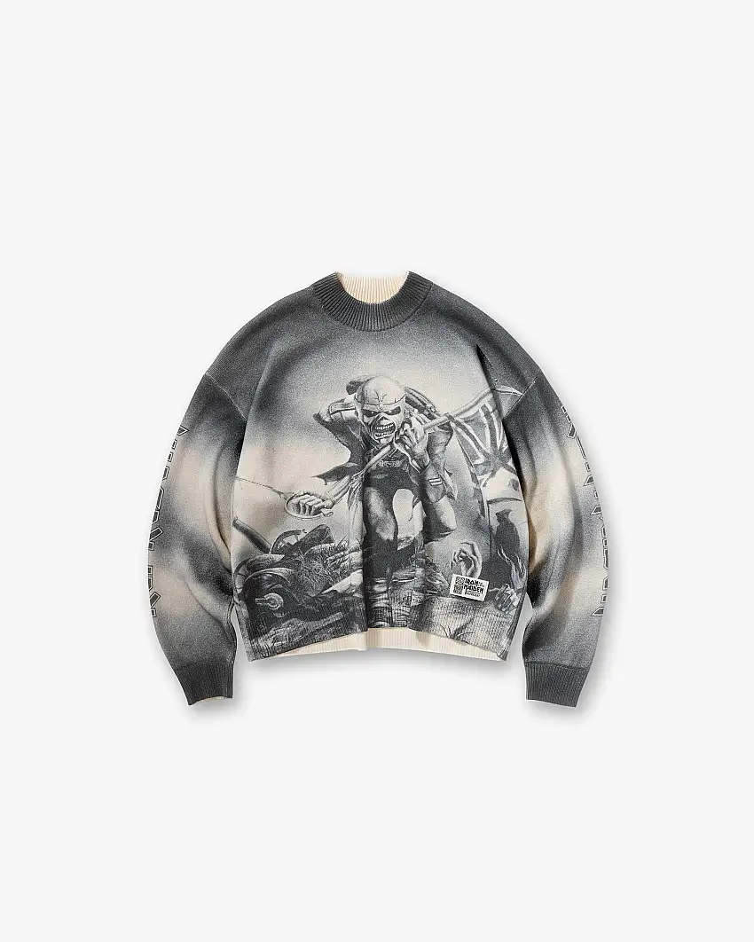 Represent X Iron Maiden Trooper Knit Sweater - Sunfade Grey