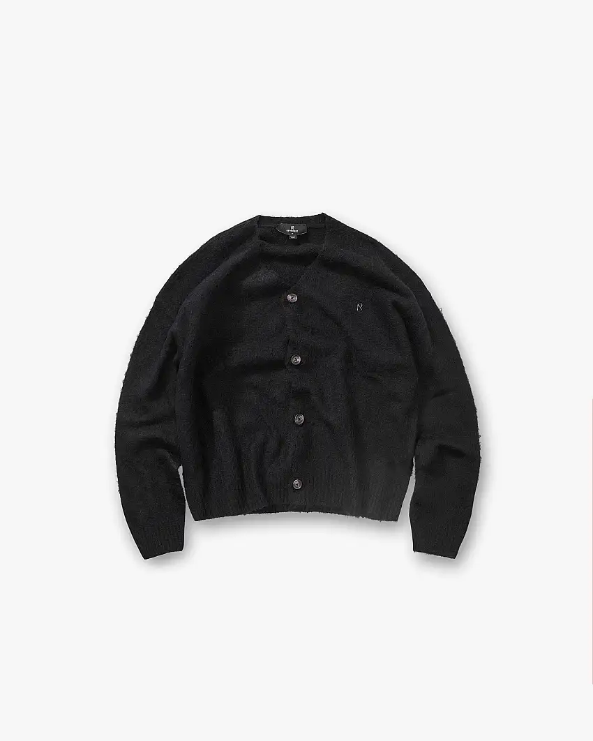 Textured Knit Cardigan - Jet Black