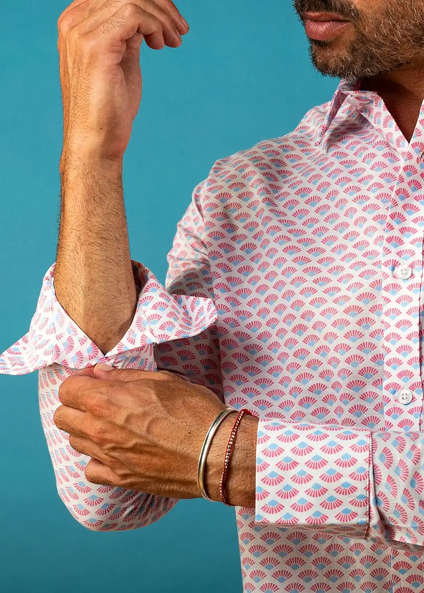 Big Fan Mens' Organic Cotton shirt in Red and Blue