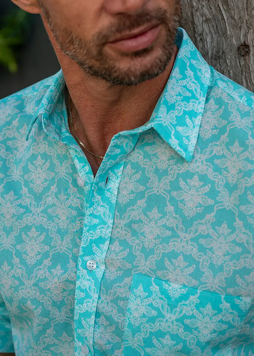 U Got The Love Mens' Cotton Shirt in Turquoise