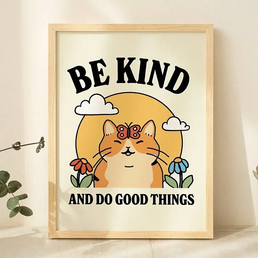 Be Kind' Cat Print