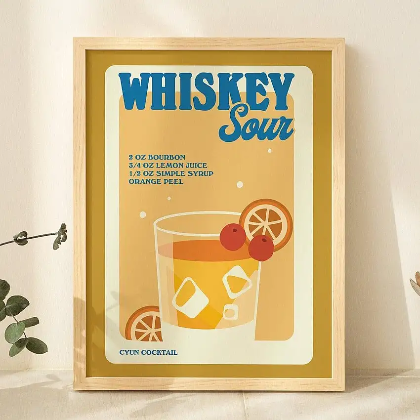 Whiskey Sour' Retro Cocktail Print