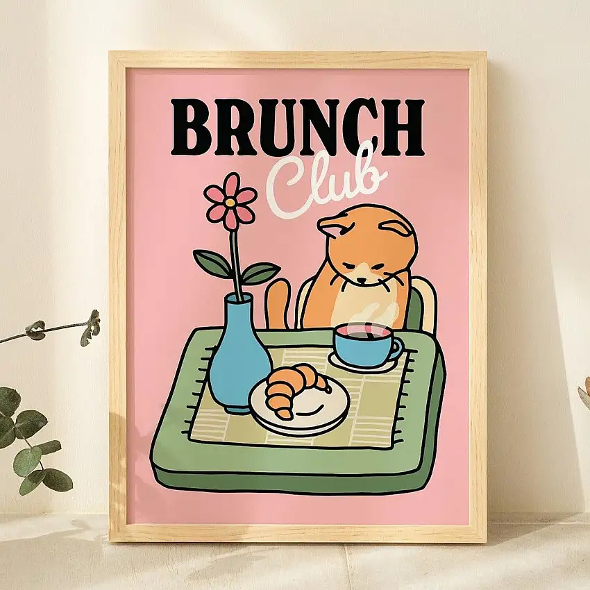 Brunch Club' Cat Print